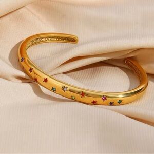 Colorful Star-Studded Stainless Steel Waterproof Bracelet Cuff